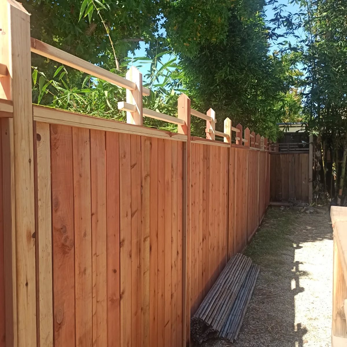 Pressure-washed wood fence
