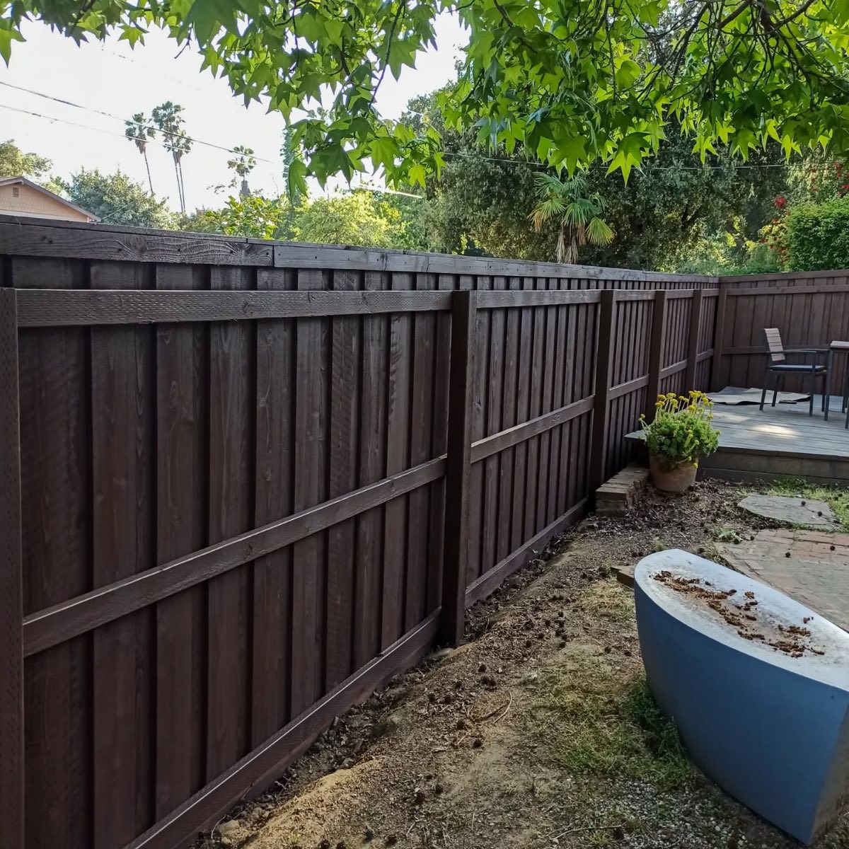 Fence stain finish detail